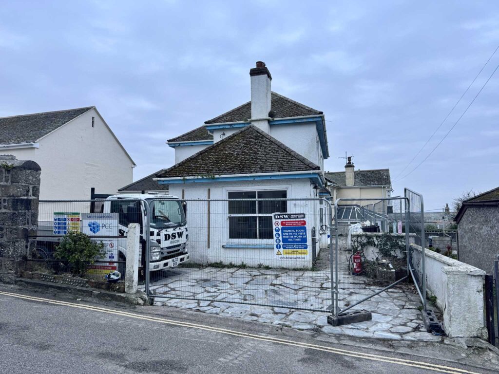 Demolition of house in Mousehole, Cornwall