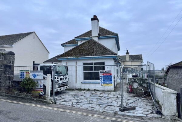 Demolition of house in Mousehole, Cornwall